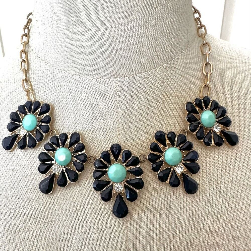 Blue rhinestone statement necklace